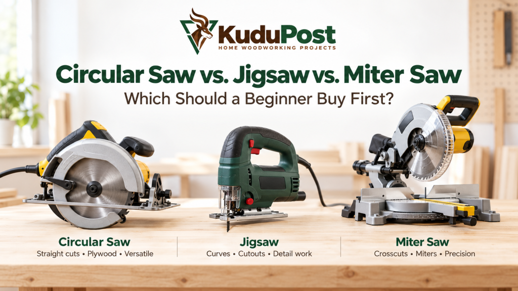 Circular saw, jigsaw, and miter saw compared for beginner woodworkers