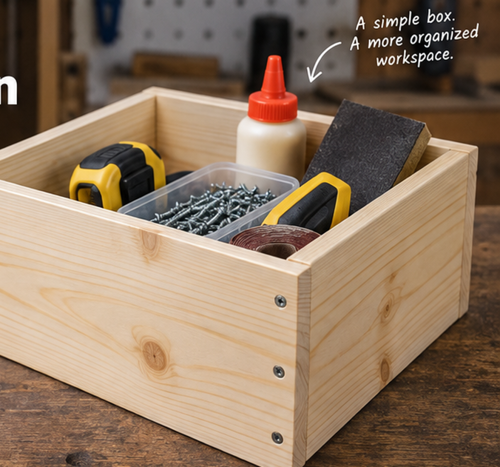 Simple wooden storage box beginner woodworking plan
