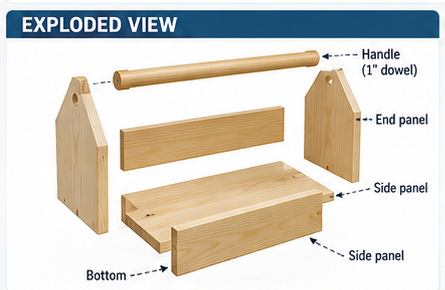 Exploded Tool Tote Assembly